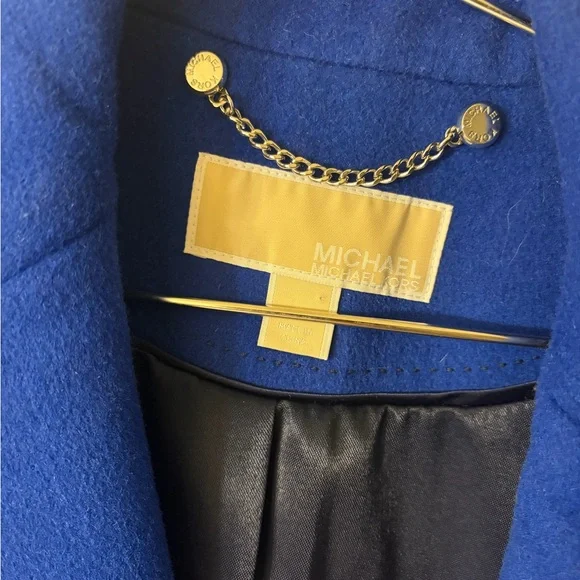 Michael Kors Royal Blue Pea Coat with Gold Buttons Size 2 / 4 - Picture 4 of 8